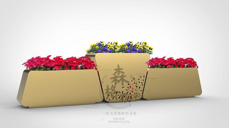 金色不锈钢组合景观花箱
