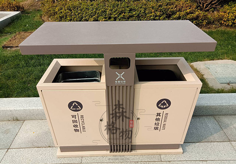 河北花箱案例：双分类镀锌垃圾箱